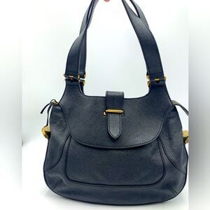 Auth Chloe Georgia Black Matte Leather Shoulder Bag Preloved Purse Ex++